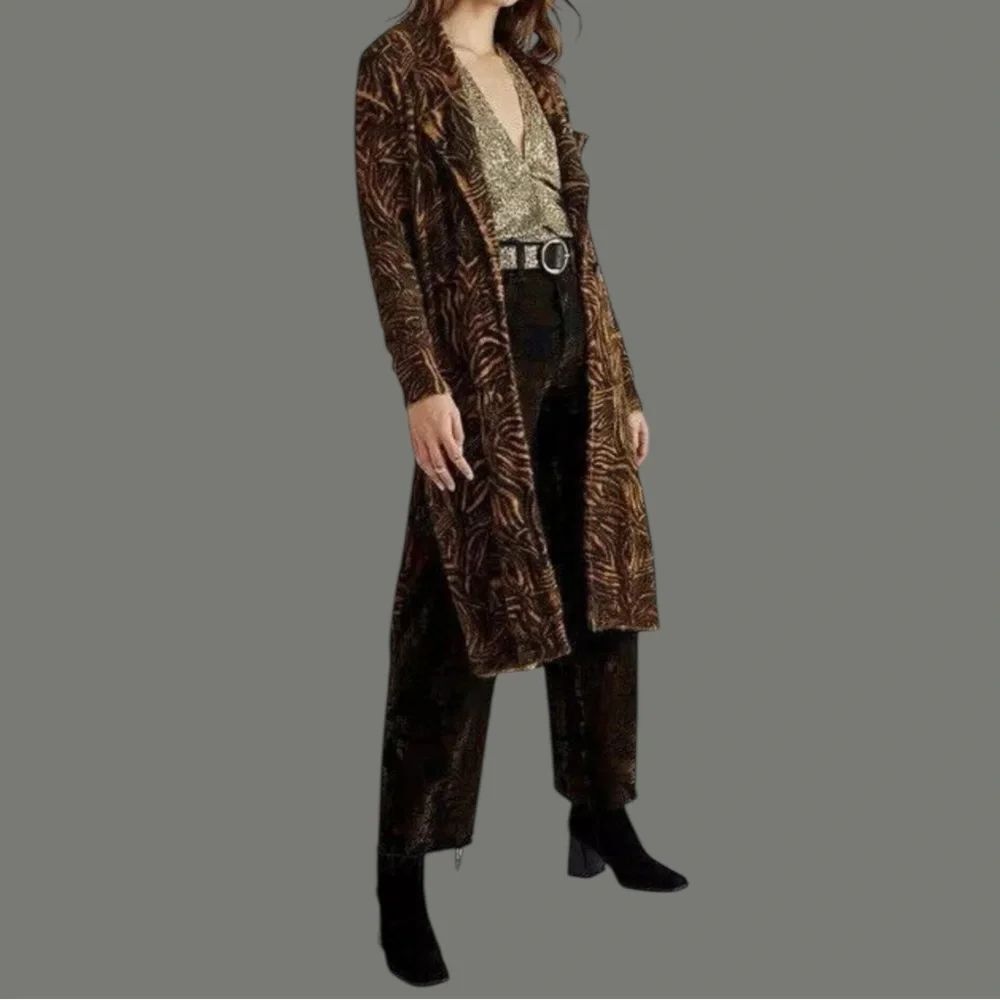 NWT FREE PEOPLE Long Animal Fuzzy Duster Cardigan L